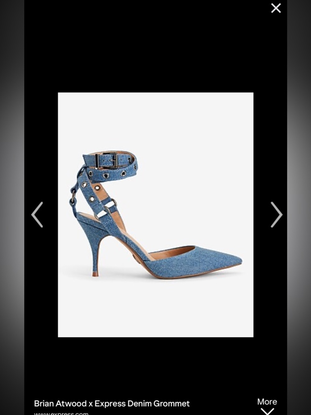 Express Pointed Denim Ankle-Strap Heels - Blue